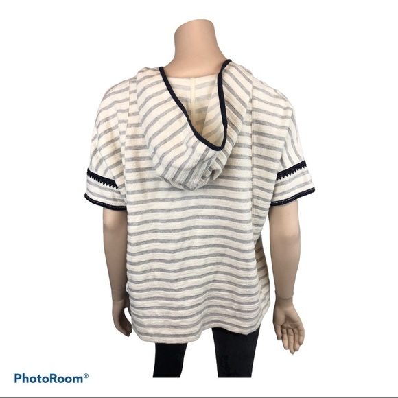 Madewell Women’s XS Elise Short Sleeve Oversized Striped Terry Hoodie Ho… - Picture 5 of 7